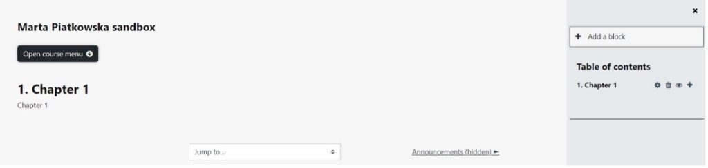 A screenshot of a Moodle course in single activity format