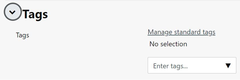 The Tags tab for creating a new discussion topic